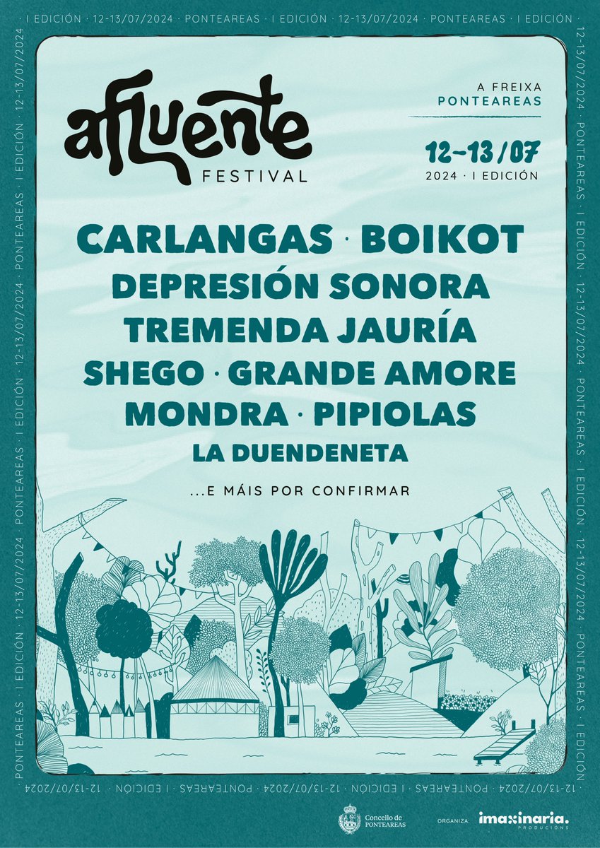 afluentefest's tweet photo. Festival Afluente 2024 🌿🎡
Primeiras confirmacións + sorteo

O festival Afluente nace en Ponteareas como un espazo diferente no que se xuntan música e gastronomía en perfecta maridaxe cunha contorna natural única que inclúe praia fluvial, sendeirismo, camping e moito máis. 1/2 https://t.co/k0M9jeJQq0