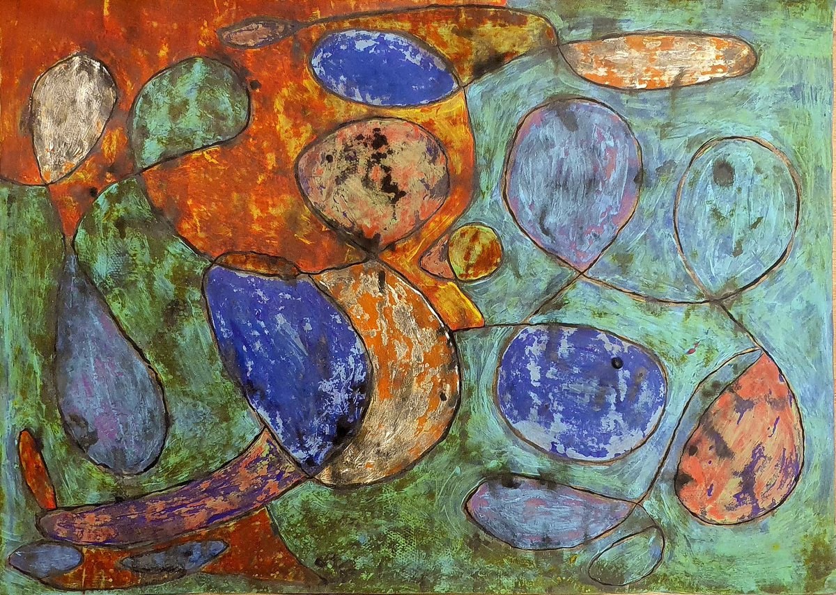 MissGillAlex's tweet photo. Recent abstract paintings by ASN Senior pupils, using a batik technique 👏🏻 https://t.co/okkIfsaNyT