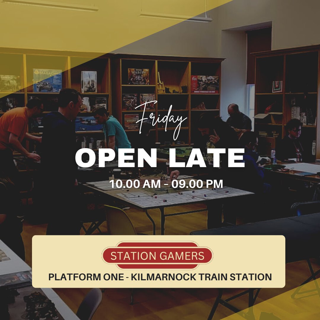 Join the gaming fun! For just £2 per person, dive into unlimited gaming from 10 am to 9 pm at Platform One in Kilmarnock Train Station. It's the ultimate gaming night in Ayrshire, so be there! #FridayNightGaming #Warhammer #Lorcana