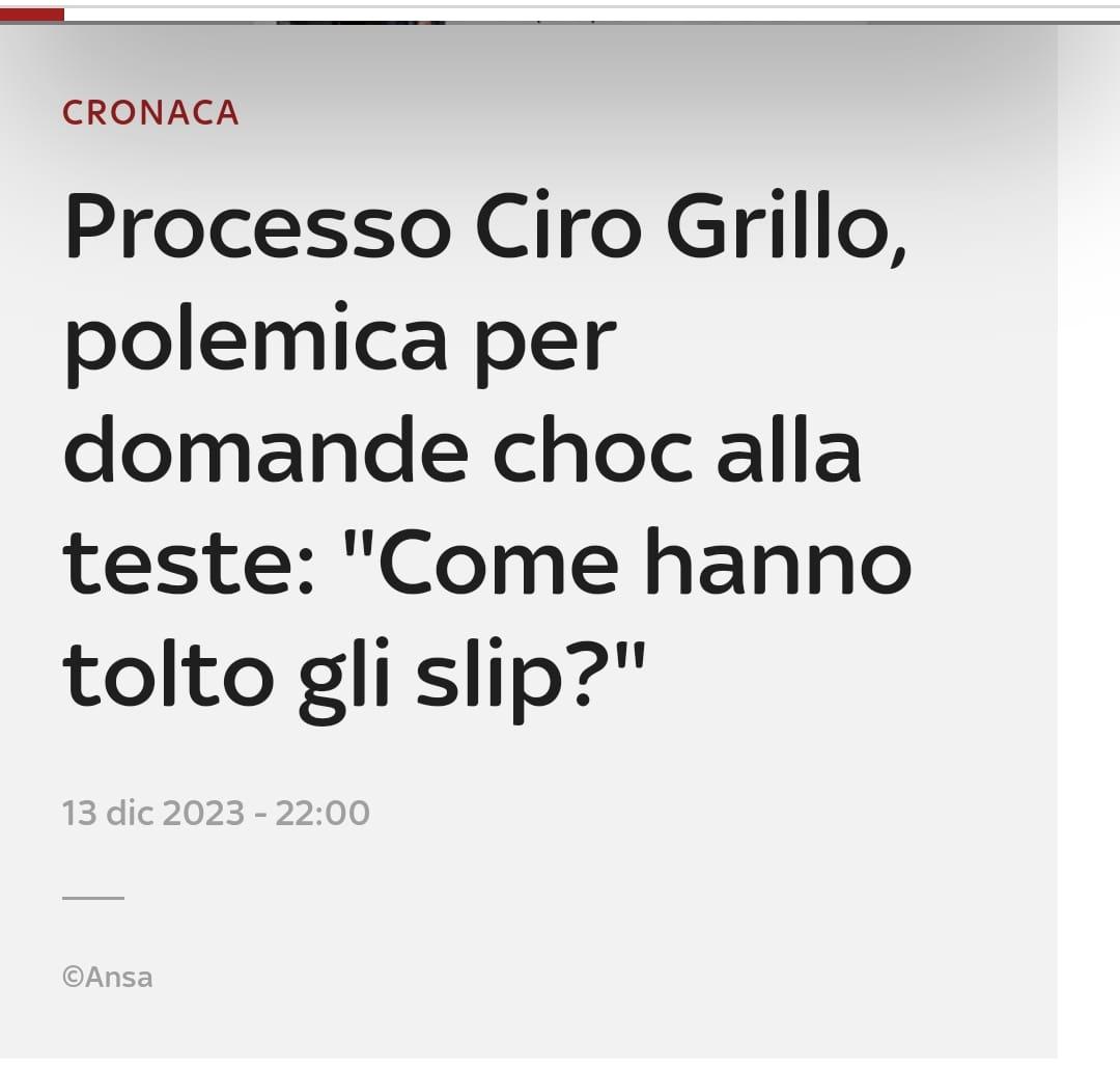 lauraboldrini's tweet photo. "Come le hanno tolto gli slip?". "Perché non ha dato un morso?". E perfino l'insinuazione "se fosse lubrificata o meno". 

A leggere la cronaca dell'udienza della ragazza che ha denunciato uno stupro di gruppo, vengono i brividi. I brividi e tanta rabbia.

Come dice giustamente l'avvocata Boiano, sembra di essere tornati a "Processo per stupro", a 50 anni fa, con la donna che ha denunciato che finisce sotto accusa al posto dei presunti stupratori. 

Sotto accusa perché non ricorda se in taxi ha appoggiato le gambe su quelle di uno degli imputati. Qual è il punto? Anche se lo avesse fatto, cosa si vuole dimostrare? Che "se l'è cercata"?  Che quello è il via libera, implicito e scontato, a un rapporto sessuale non desiderato? Questo modo di difendere imputati per stupro è sconvolgente e scandaloso. 

Questa è  vittimizzazione secondaria, un'altra forma di violenza che colpisce le donne che denunciano.

E non ha nulla a che fare con il diritto di difesa di chi è accusato. Questa è misoginia e deve restare fuori dai tribunali.

#14dicembre #violenzasulledonne