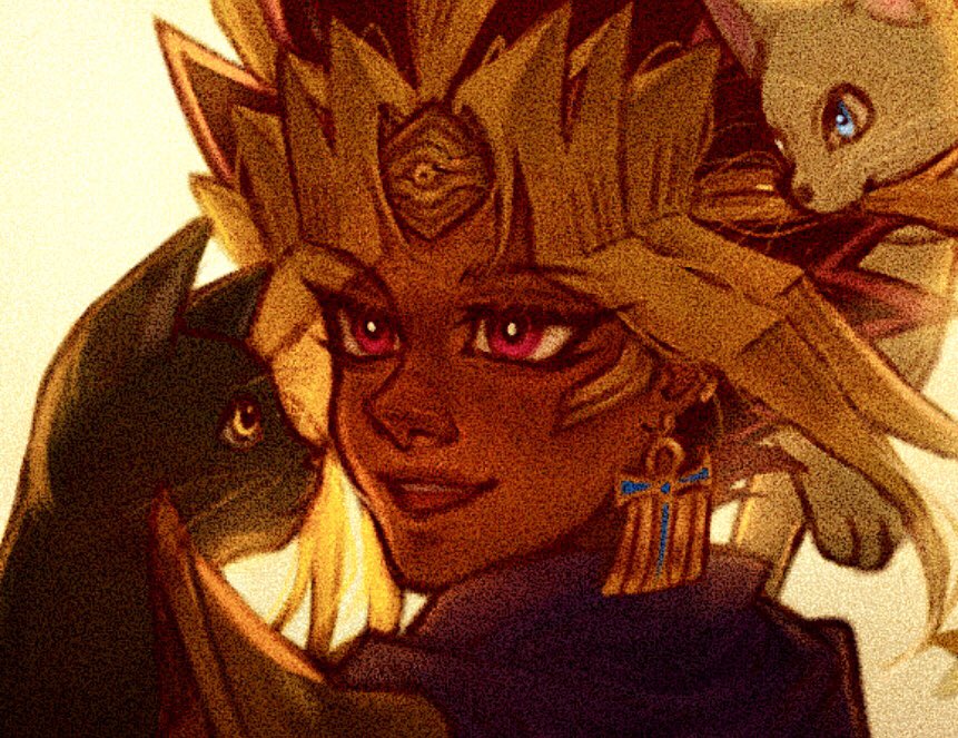 tyonthh's tweet photo. Paradise is playing with cats in dazzling sunset glow ☀️🐈✨
#yugioh #yugiohfanart #yamiyugi #pharaohatem https://t.co/Qun9r2FT4X