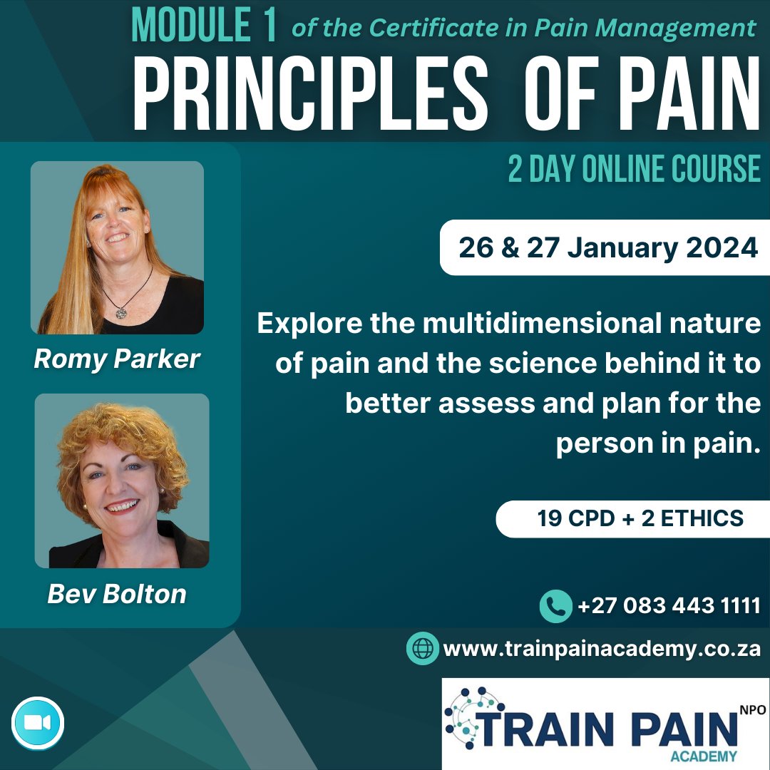 TrainPainSA's tweet photo. Register at https://t.co/wcK8API69G 
#trainpainacademy #cpdcourses #painmanagement #pain #chronicpain https://t.co/3h9DIt0a94