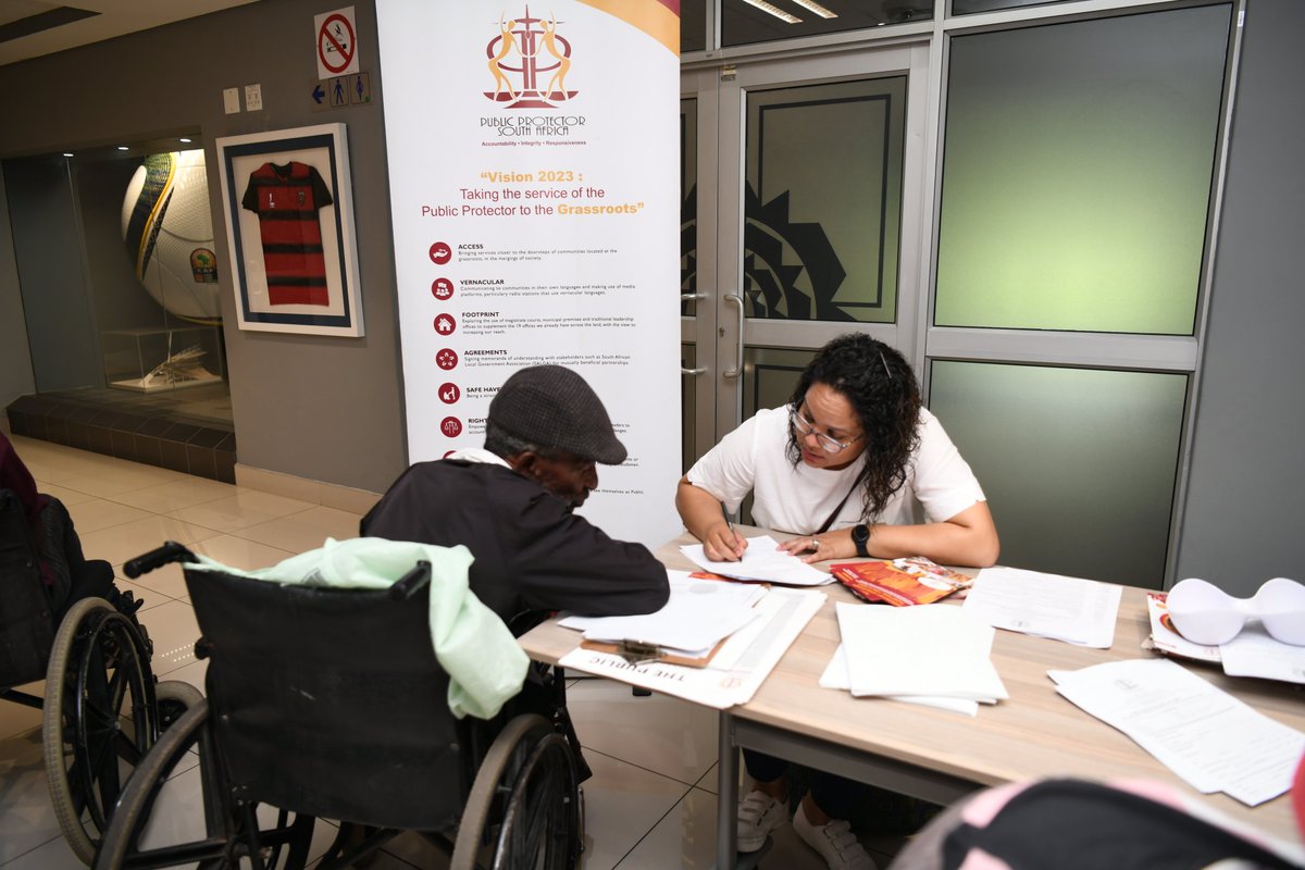 PublicProtector's tweet photo. Adv. #Gcaleka acknowledged the frustration displayed by the sector at the slow rate of ensuring that systems and others were re-designed to cater for people living with various forms of disabilities. #Accessibility #Integrity #Responsiveness #Maladministration #ServiceDelivery https://t.co/S4zW8ljy4j