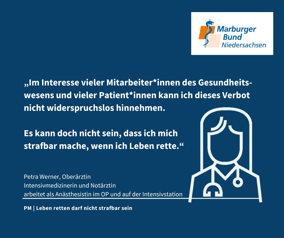 Huebner_MB's tweet photo. Leben retten darf nicht strafbar sein. Mit Unterstützung des @marburger_bund  Bundesverbandes haben 14 Ärzt*innen #Verfassungsbeschwerde in #Karlsruhe eingereicht, darunter zwei aus #Niedersachsen. #ExPostTriage https://t.co/OKmyhbqBIz https://t.co/djN1UYo6U0