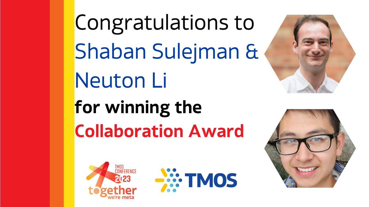 TMOS_ARC's tweet photo. Congratulations to Shaban and Neuton Li for winning the TMOS Collaboration Award. We really are #better #metatogether https://t.co/YbrQwuY9h8