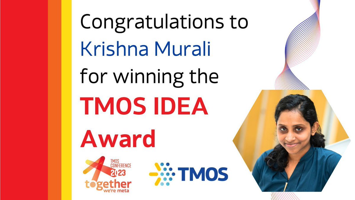 TMOS_ARC's tweet photo. Congratulations to @Krishna_Muralee for winning the TMOS IDEA Award. Her contributions to the Centre's inclusion, diversity, equity and access programs have had significant impact on her team #metatogether https://t.co/D7teYE9trD