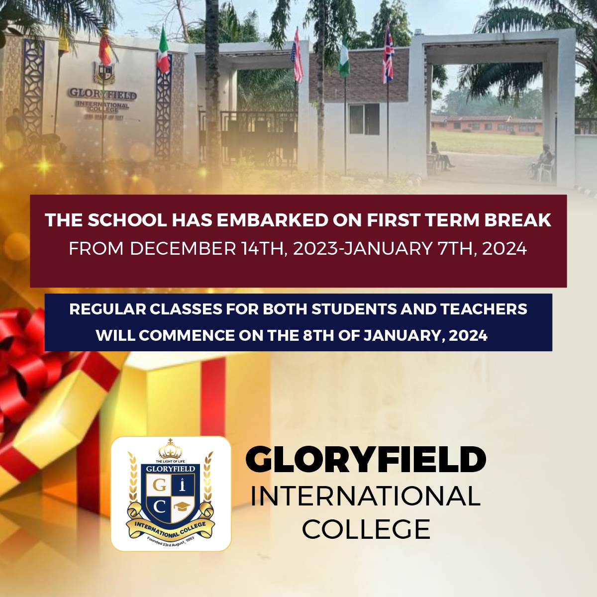 Grateful, Blissful and Thankful. 2023/2024 Academic session first term break is here. We want all our learners and staff members to rest and take care of themselves. Merry Christmas in advance. #holidays #schools #AcademicTwitter #Christmas