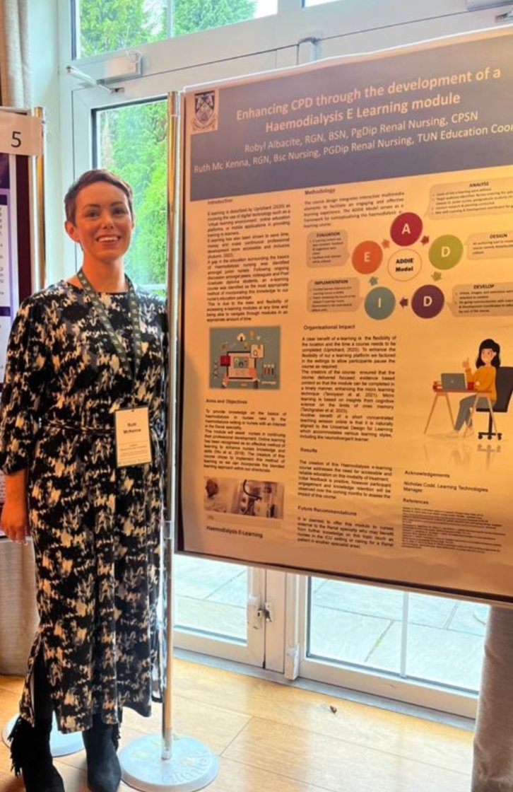 Honored to be presenting our poster on 'Enhancing CPD through the development of a Haemodialysis E Learning programme ' @imrobyl #ONMSDNE2023