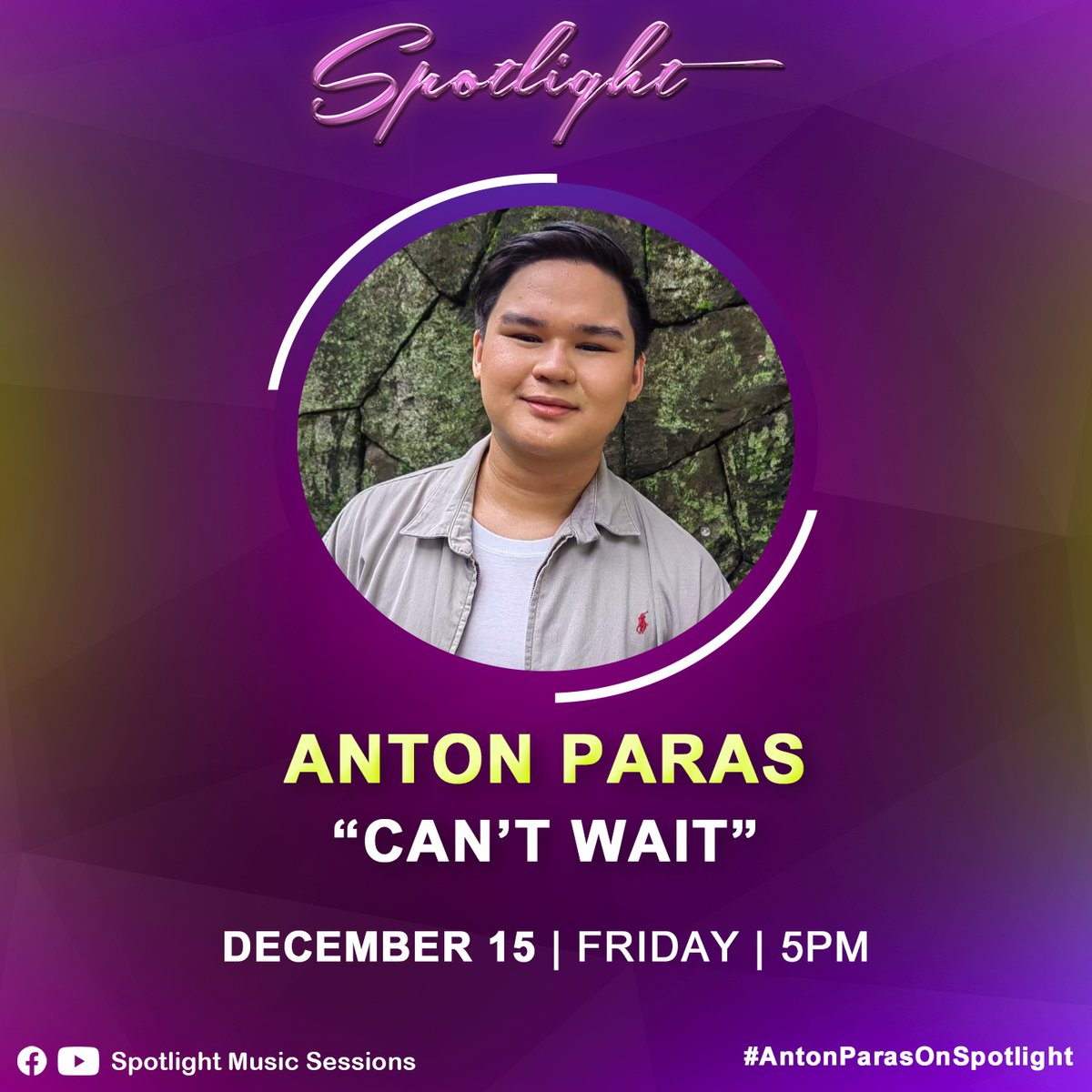 SpotlightMS's tweet photo. We can't wait to watch Anton Paras on #Spotlight! 

Catch his amazing performance of "Can't Wait" on Spotlight's Youtube channel this Friday, Dec 15, at 5PM. 🎶

#AntonParasOnSpotlight https://t.co/F25bTLv3Ws
