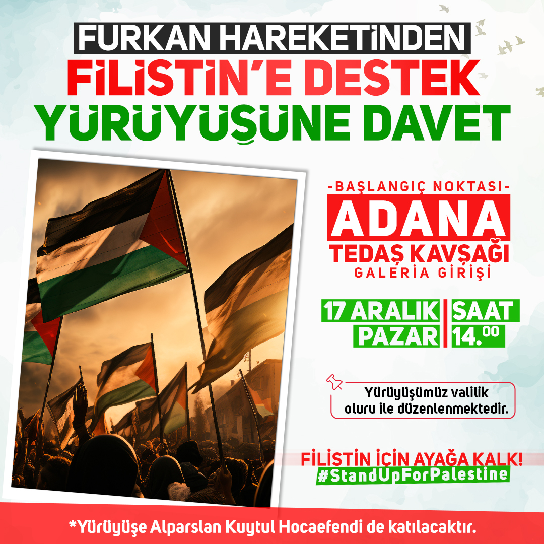 2Kzlky's tweet photo. 🔴Furkan Hareketinden Filistin'e Destek Yürüyüşüne Davet 🇵🇸   FilistineDestek YürüyüşüneDavet #FBvSTR Ahmet Zeki Üçok  "Hasan Bitmez" "Özlem Zengin" Şeyh Sait Fenerbahçe #deprem Ece Üner  https://t.co/3kHD7Rc29q