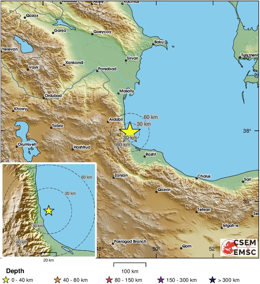 LastQuake's tweet photo. 🔔#Earthquake (#زلزله) M4.5 occurred 22 km NE of #Hashtpar (#Iran) 36 min ago (local time 14:30:26). More info at:
📱https://t.co/IbUfG7TFOL
🌐https://t.co/Wc04of0Nry
🖥https://t.co/vRsUuUHLXF https://t.co/kEvOv9oPcN