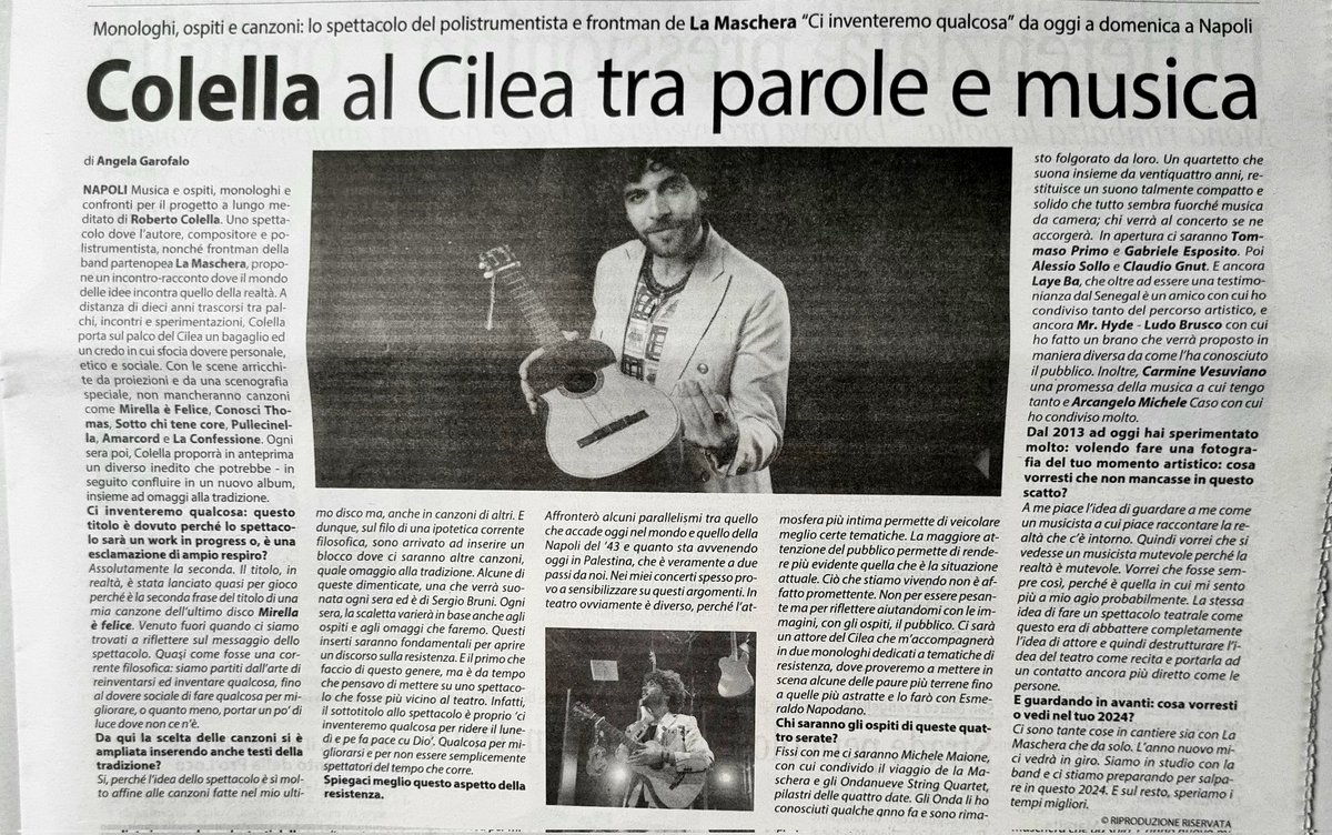 AngiGarofalo's tweet photo. 🕊Buongiorno 
🎙 #RobertoColella da stasera a domenica al #TeatroCilea #Napoli
 👉"Ci inventeremo qualcosa"
Tanti ospiti, musica e!
#spettacoli #concerti
#CronachediNapoli 
#cronachediCaserta https://t.co/btWlGmnLdf