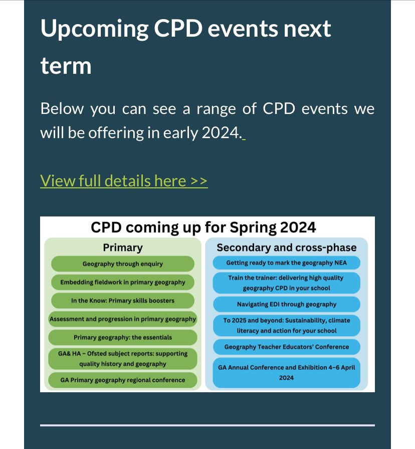 Upcoming CPD with @The_GA Spring 2024 #geography #geographyteacher #primarygeography