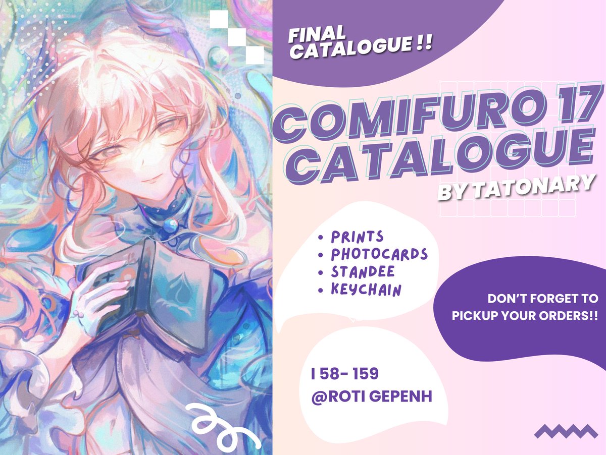 (RTs VERY 💙)   CF 17 FINAL CATALOGUE HERE!!  📌 Booth i58 - i59 (dekat exit hall 8)  📌 Fandom : HSR, Genshin, Prsk  Aaaaa so excited see you soonn!!! 🥹🥹🩵🩵 #comifuro17 #cf17 #comifuro17catalogue #cf17catalogue