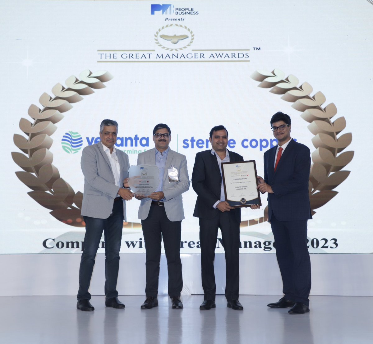 COO_SCFG's tweet photo. Excited to announce that #SterliteCopper has clinched the #GreatManagerAward by People Business, placing us among the Top 50 Companies with Great Managers. Kudos to #Nico CEO, Mr. Sumit Gupta, for his exceptional leadership, securing a spot in Top 100 Great Manager Awards! 🏆 https://t.co/iOcXeZMgIm