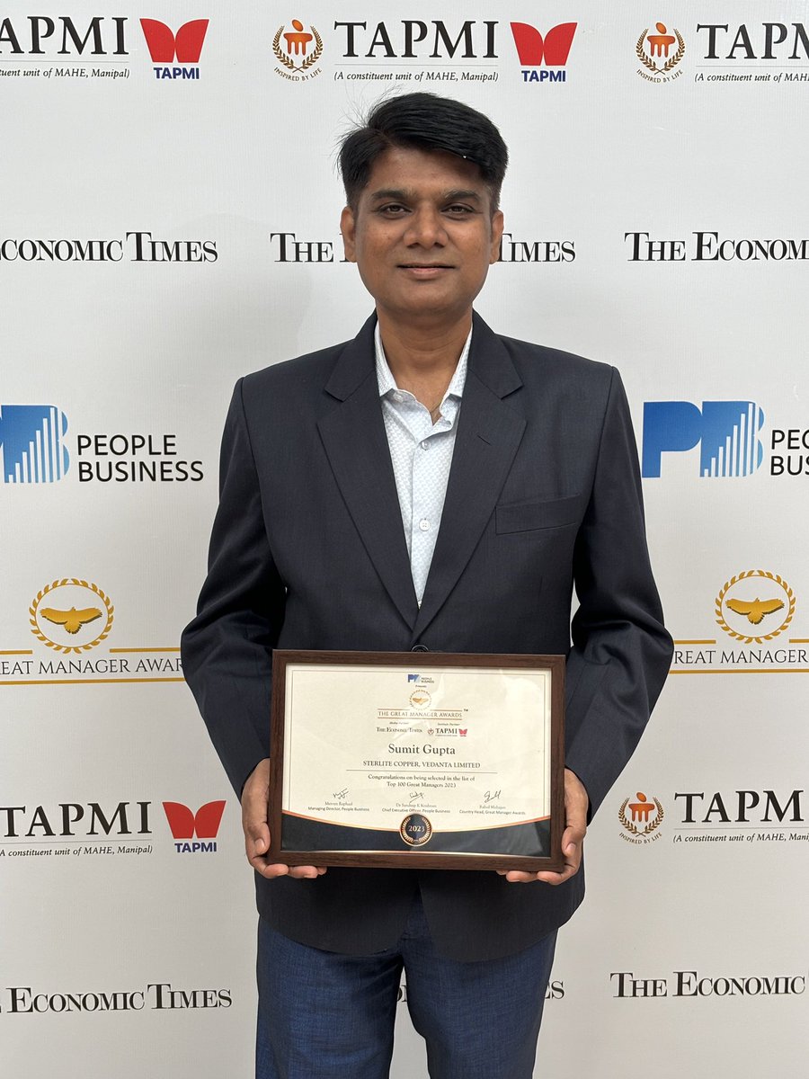 COO_SCFG's tweet photo. Excited to announce that #SterliteCopper has clinched the #GreatManagerAward by People Business, placing us among the Top 50 Companies with Great Managers. Kudos to #Nico CEO, Mr. Sumit Gupta, for his exceptional leadership, securing a spot in Top 100 Great Manager Awards! 🏆 https://t.co/iOcXeZMgIm