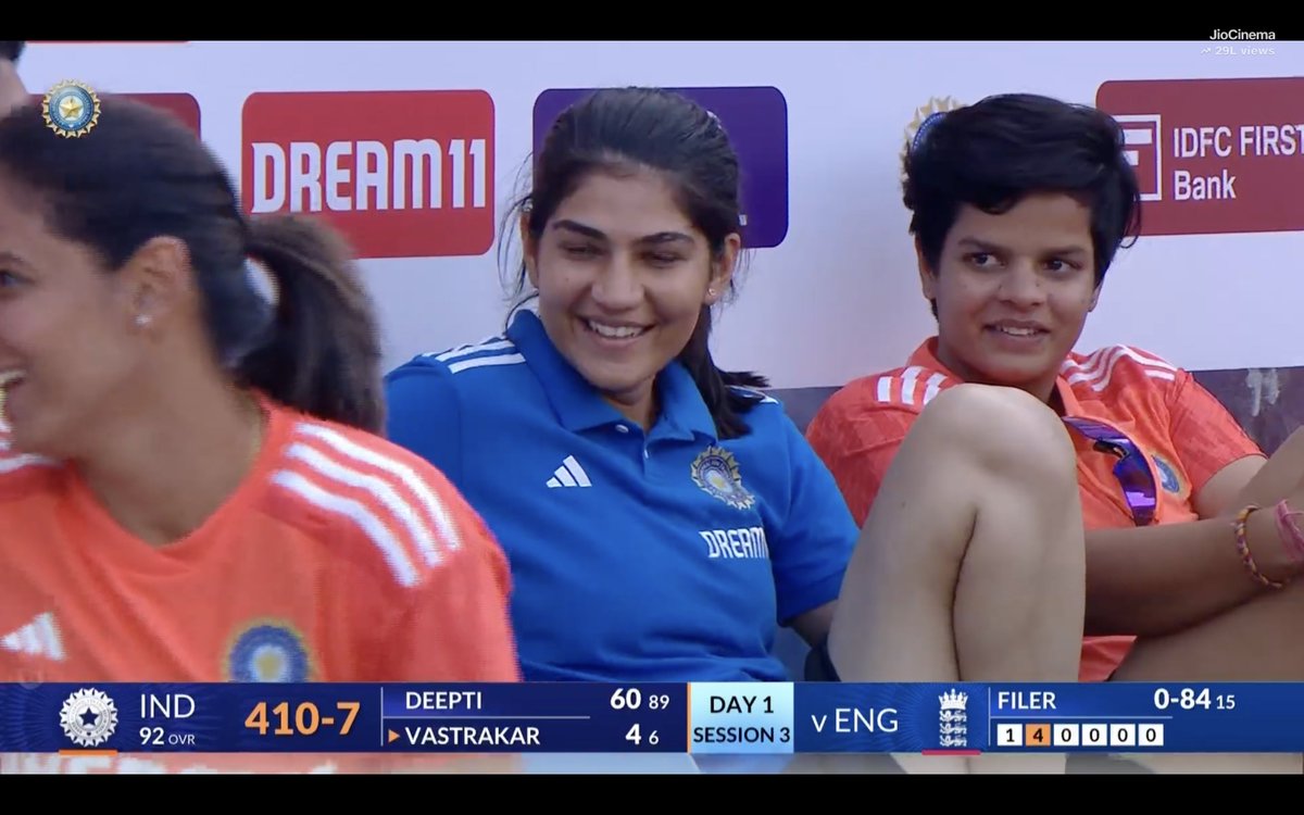 India_2020s's tweet photo. @ICC Captain looks happy by team effort😃 Well played Harmanpreet Kaur, Jemima, Yastika Bhatia, Subha &amp; Deepti. Lauren Bell &amp; Nat Sciver bowled well.  #INDvENG #INDWvsENGW #INDvsENG #harmanpreetkaur #YastikaBhatia https://t.co/X8rFhQNDO0