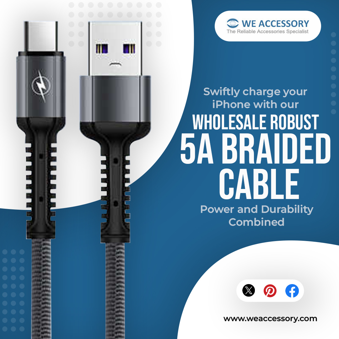 weaccessory's tweet image. Experience lightning-fast charging with our wholesale 5A braided iPhone cable. Engineered with Rapid Charge, FlexFit design, and eco-friendly materials for ultimate durability and performance.📲✅
Visit - weaccessory.com/content/usb-c-…

#WholesaleCable  #iPhoneCable  #WeAccessory