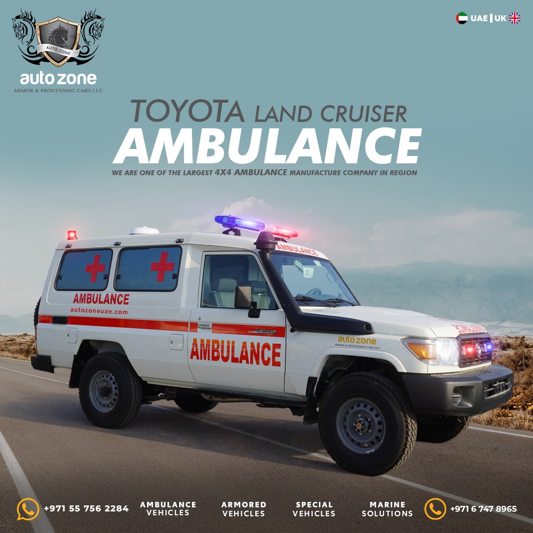 🚑 Introducing the Toyota 4x4 Ambulance by @autozoneuae ! Engineered for resilience and versatility in critical missions, this ambulance ensures rapid response even in challenging terrains. Trust @autozoneuae  for cutting-edge emergency vehicles.
#ToyotaAmbulance #4x4Rescue