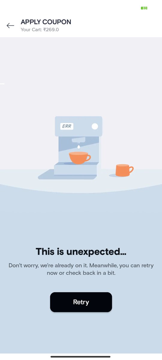 LionHeart_Akash's tweet photo. @Swiggy @SwiggyCares Any global issue in the app? not able to place orders and offers not displayed in the thumbnails.. https://t.co/r4DTQOPt8m
