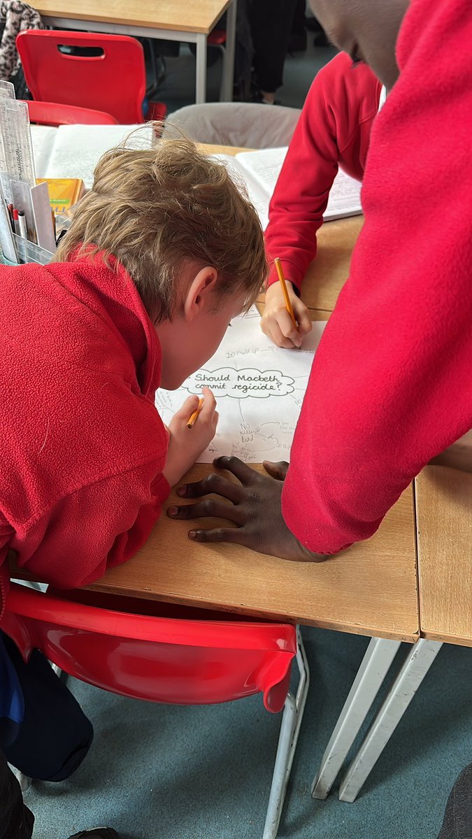 Timbercroftps's tweet image. Should Macbeth commit regicide? Year 6 have some brilliant arguments both for and against! @WallaceIsabella #TalklessTeaching #SilentDebate