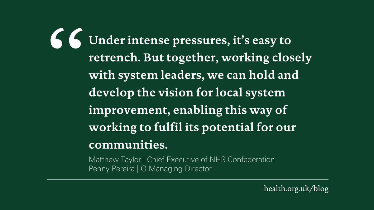 Find out more about the new partnership between @NHSConfed, @theQCommunity and us. @ConfedMatthew and @PennyPereira1 explain how it'll support health and care systems across the UK to focus on improvement and support those engaging in this work ⬇️ health.org.uk/news-and-comme…