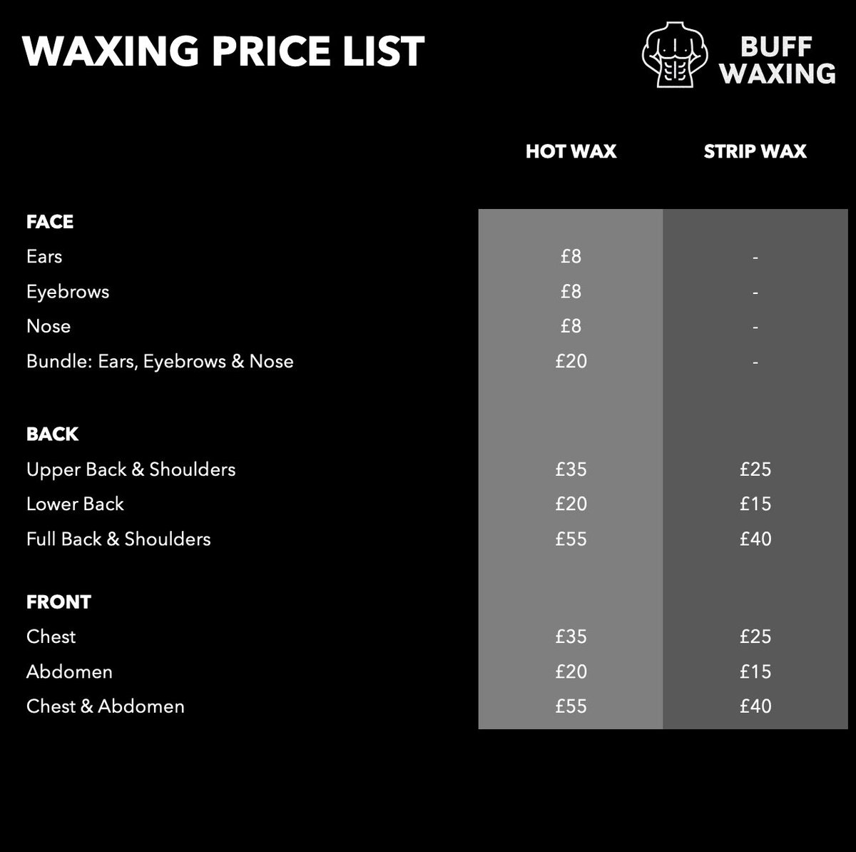buffwaxing's tweet photo. Notice of price changes from 1st January 2024 https://t.co/4l12YFo4K2