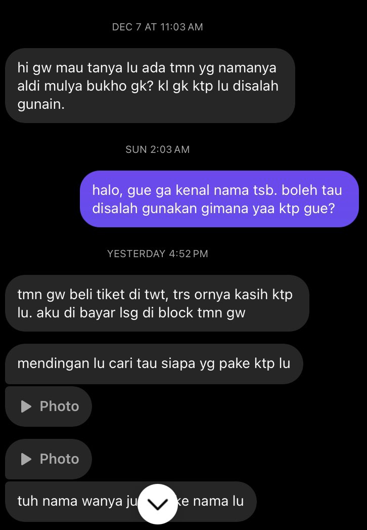 zeegeedig's tweet photo. ⚠️SCAM, PENCURIAN IDENTITAS⚠️

Halo, gue Aurora Zaslin Elena Nasery mau konfirmasi KETIDAKTERLIBATAN gue soal penipuan tiket konser. 

Jadi, dimulai pada Kamis, 7 Desember 2023 gue dapat DM IG soal Identitas gue yang di salah gunakan untuk penipuan. 

foto bukti &amp; penjelasan gue: https://t.co/N55lPzcDql