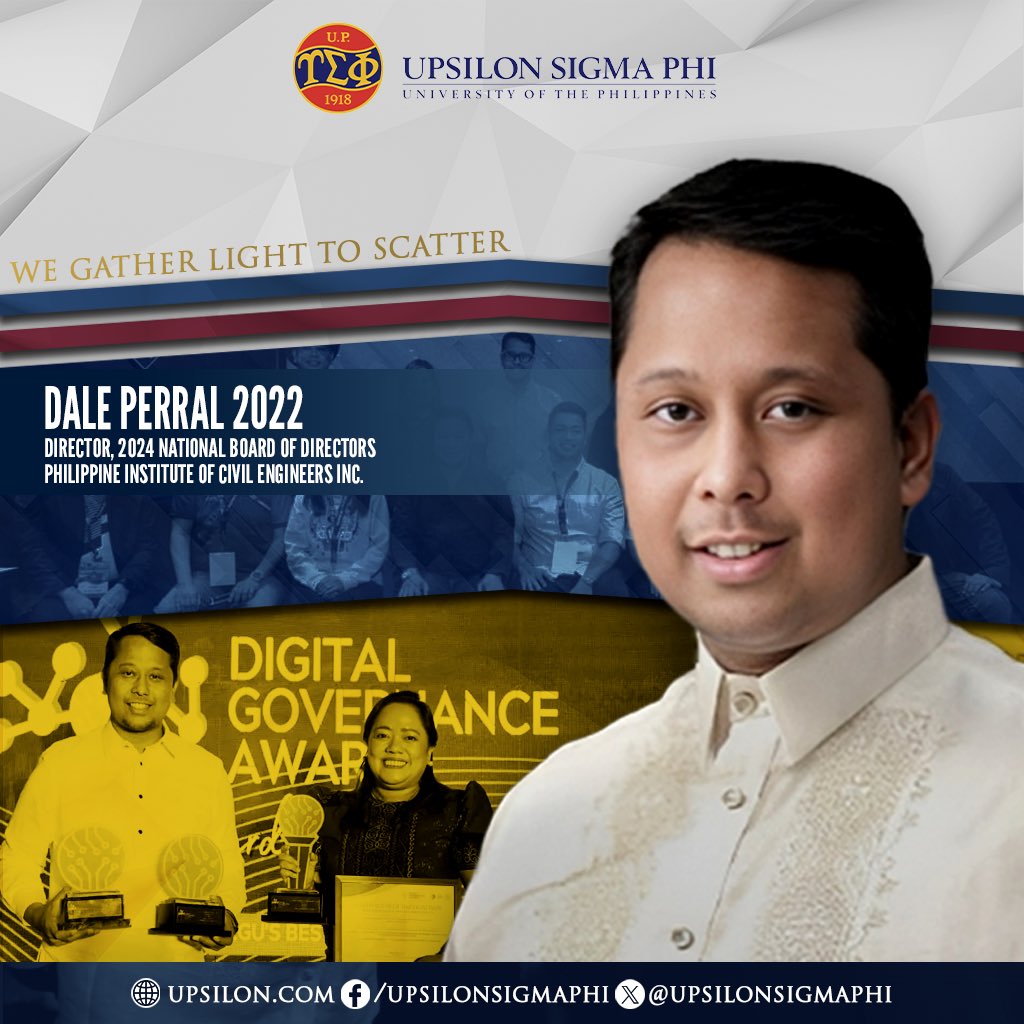 upsilonsigmaphi's tweet image. The Upsilon Sigma Phi congratulates 𝗙𝗲𝗹𝗹𝗼𝘄 𝗔𝘁𝘁𝘆. 𝗠𝗮𝗿𝗸 𝗗𝗮𝗹𝗲 𝗣𝗲𝗿𝗿𝗮𝗹 𝟮𝟬𝟮𝟮 for being elected as a Director of the Philippine Institute of Civil Engineers, Inc. (PICE) National Board of Directors for 2024.

#UpsilonLeads
#ImperativeOfService