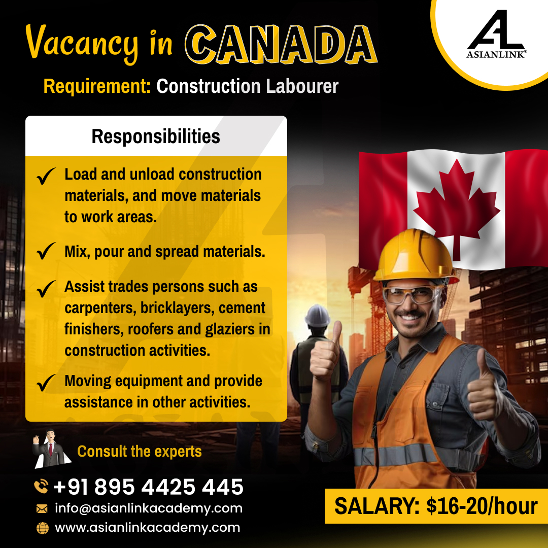 Exciting Opportunity in Canada! Calling all Construction Labourers! Earn $16-20/hour. 
#ConstructionJobs #CanadaOpportunity #ConstructionJobs #LabourerNeeded #CanadaJobs #JobOpportunity #HiringNow #ConstructionWork #SkilledLabour #WorkInCanada #JobSearch #JobOpening