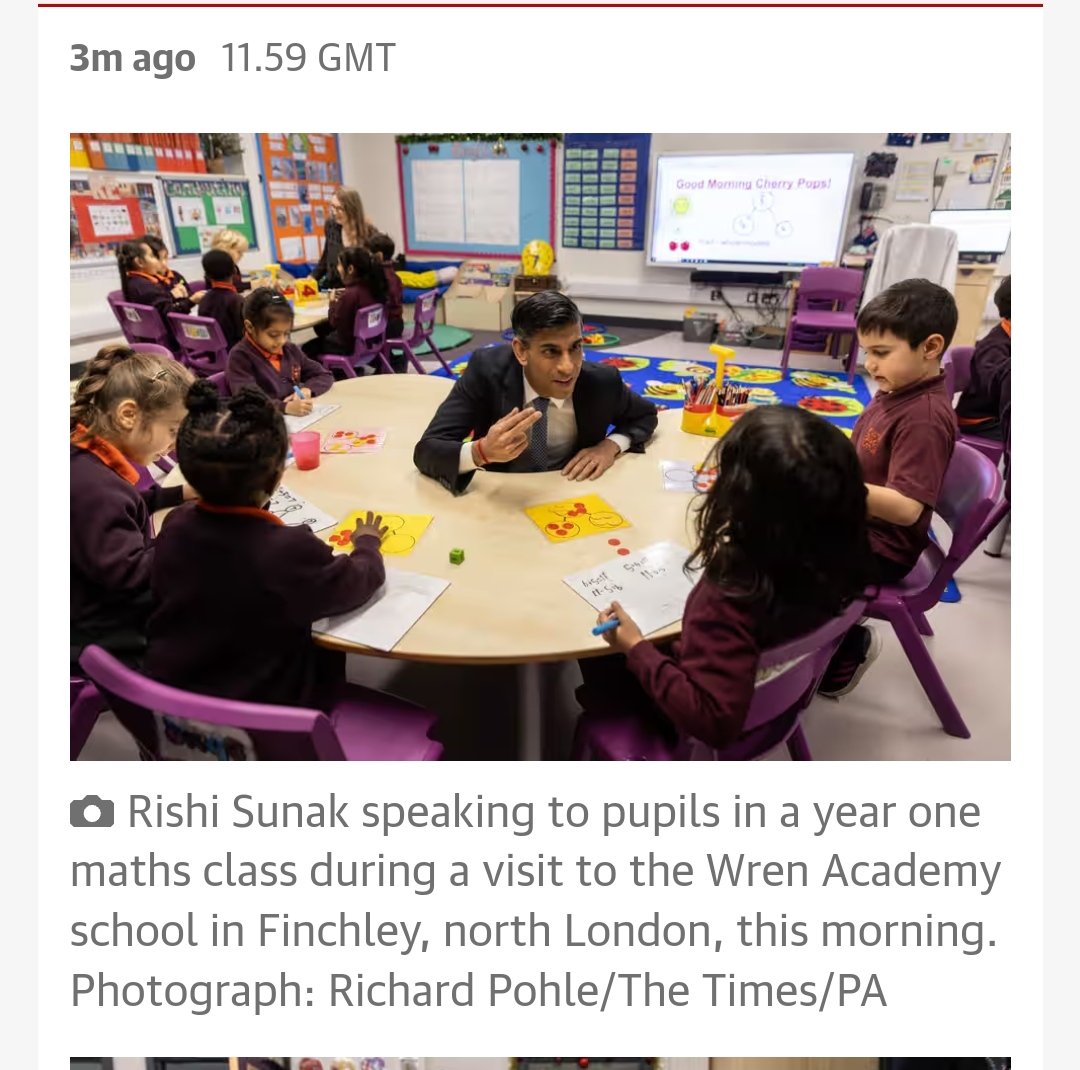 Here's Rishi, in a real classroom, while a thousand of Harlow's children are learning in marquee tents. Harlow's current MP Robert Halfon promised to meet the children's parents and answer questions. He didn't bother to turn up.