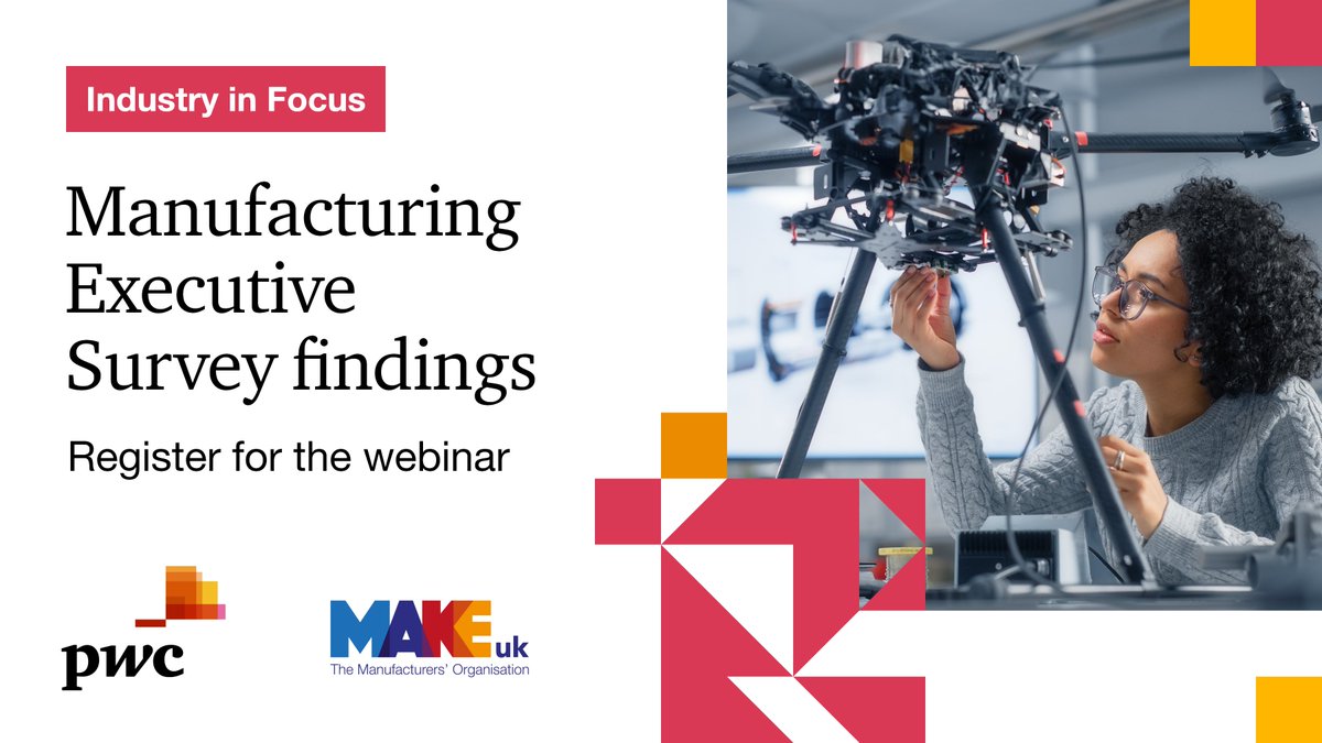 I am thrilled to be a panellist on the @MakeUKCampaigns and @PwC_UK webinar on 16th January. Alongside the panel, I will be discussing the findings of the 2024 Executive Survey.

Register here: bit.ly/488RBAX

#IndustryInFocus #Manufacturing #UKMFG