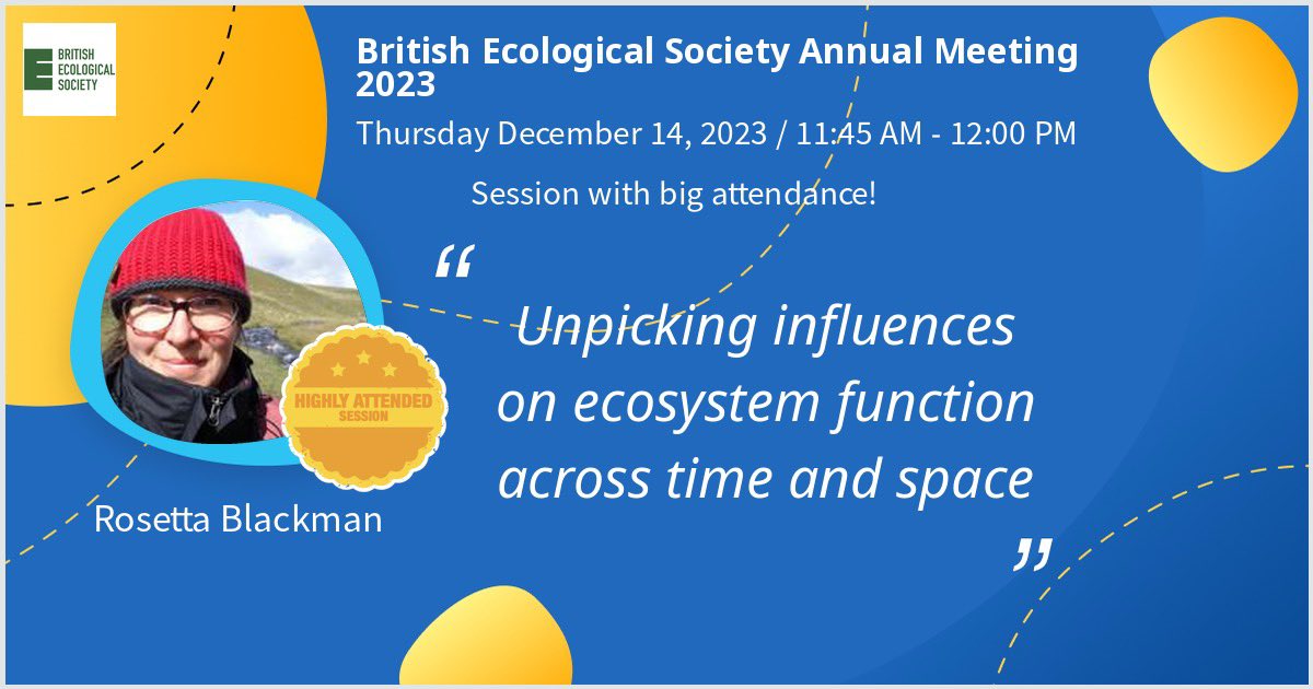 Always happy to be at <a href="/BritishEcolSoc/">British Ecological Society</a> #BES2023  
Enjoyed this one - ecosystem function and a tiny bit of #eDNA 🥳 🧬
