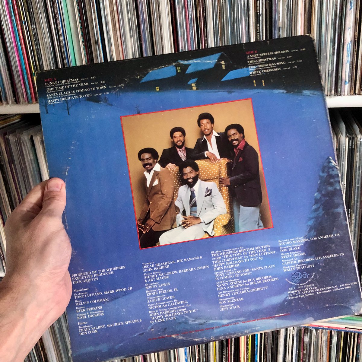 VinylFlicks's tweet photo. For #day16 of our #vinylAdvertCalendar we've picked out The Whispers and their album Happy Holidays To You. Amongst their takes on standards - there's a nice take on Santa Claus Is Coming To Town - band member Nicholas Caldwell contributes the aptly-named Funky Christmas! https://t.co/KcnA6UTZQH