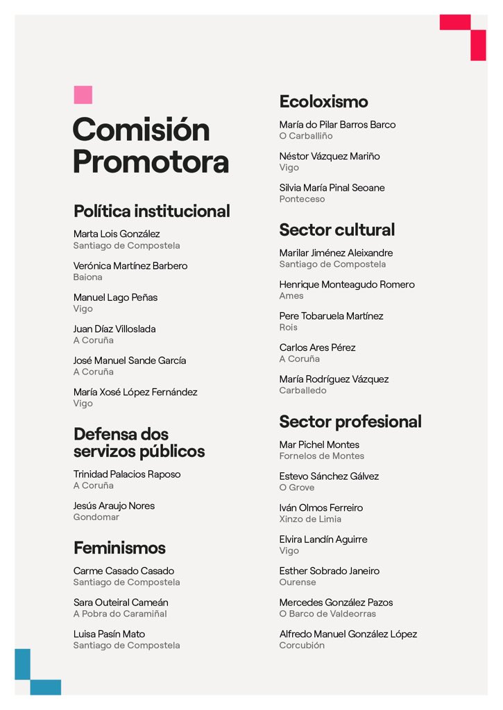 sumargalicia's tweet photo. ➕ Presentamos un equipo promotor plural, formado por galegas e galegos procedentes de diversos ámbitos da sociedade.
💚 Temos un proxecto para a Galicia da próxima década. Estamos preparadas para gobernar. https://t.co/jMJVrO2606