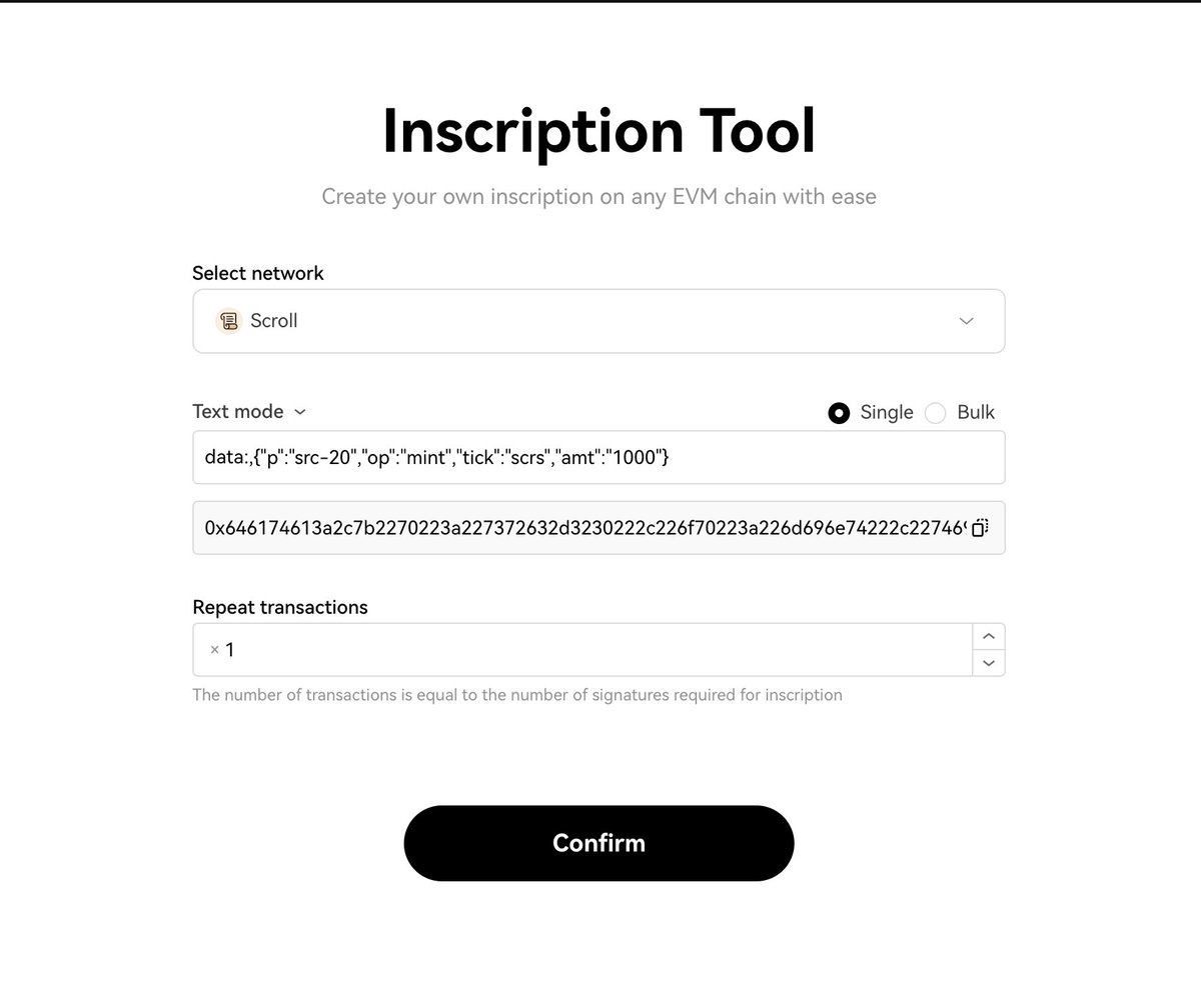🚨Scroll ağında inscription

Maliyet adet başı 70 cent civarı abartmadan 5,10 mintleyin geçin

✅Siteye gir: okx.com/web3/hot/inscr…
✅OKX walletını bağla
✅Boşluğa altta yazdığım metni kopyala yapıştır:
{"p":"src-20","op":"mint","tick":"scrs","amt":"1000"}

LIKE+RT