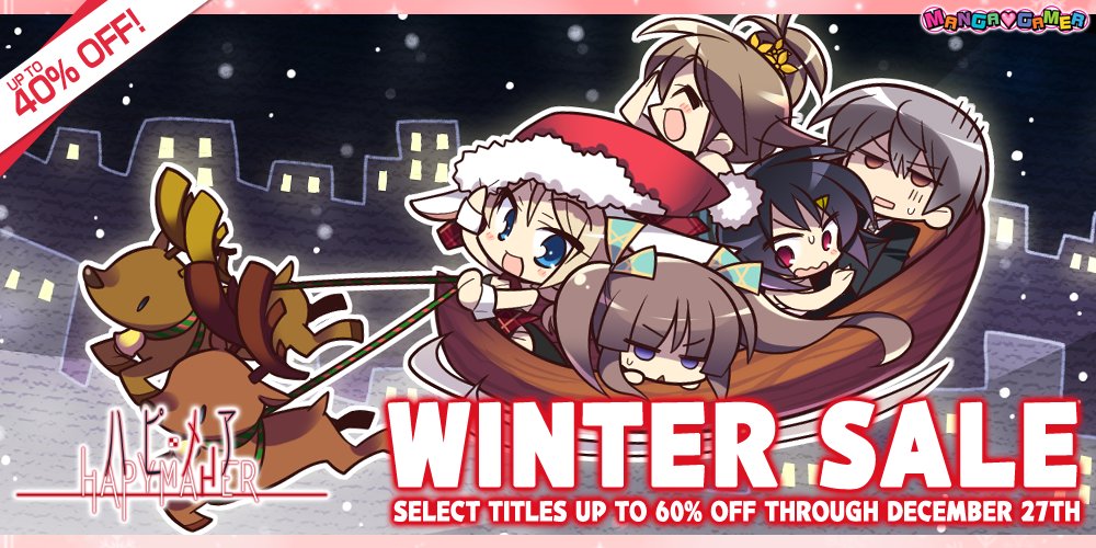 This is the story of a sweet, happy nightmare. Save up to 40% off on Hapymaher during our Winter Sale.❄ 💿Physical (40% off): mangagamer.com/r18/detail.php… 🐇Digital (35% off): mangagamer.com/r18/detail.php…