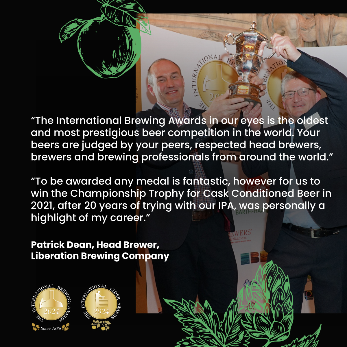 International Brewing & Cider Awards (@brewingawards) on Twitter photo We’re proud to be deemed ‘The Oscars of the Brewing Industry’, and with good reason.
We recently caught up with the team at <a href="/LibBrewery/">Liberation Brewery</a> on what a trophy win at The International Brewing Awards 2021 meant to them.
#InternationalBrewingandCiderAwards We’re proud to be deemed ‘The Oscars of the Brewing Industry’, and with good reason.
We recently caught up with the team at <a href="/LibBrewery/">Liberation Brewery</a> on what a trophy win at The International Brewing Awards 2021 meant to them.
#InternationalBrewingandCiderAwards