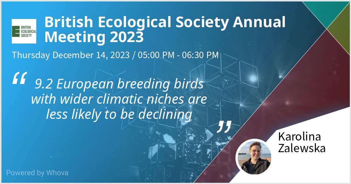 Come to my poster this afternoon at #BES2023 to talk about climatic niches of European birds! @ARIES_DTP @ueaenv @ueaceec