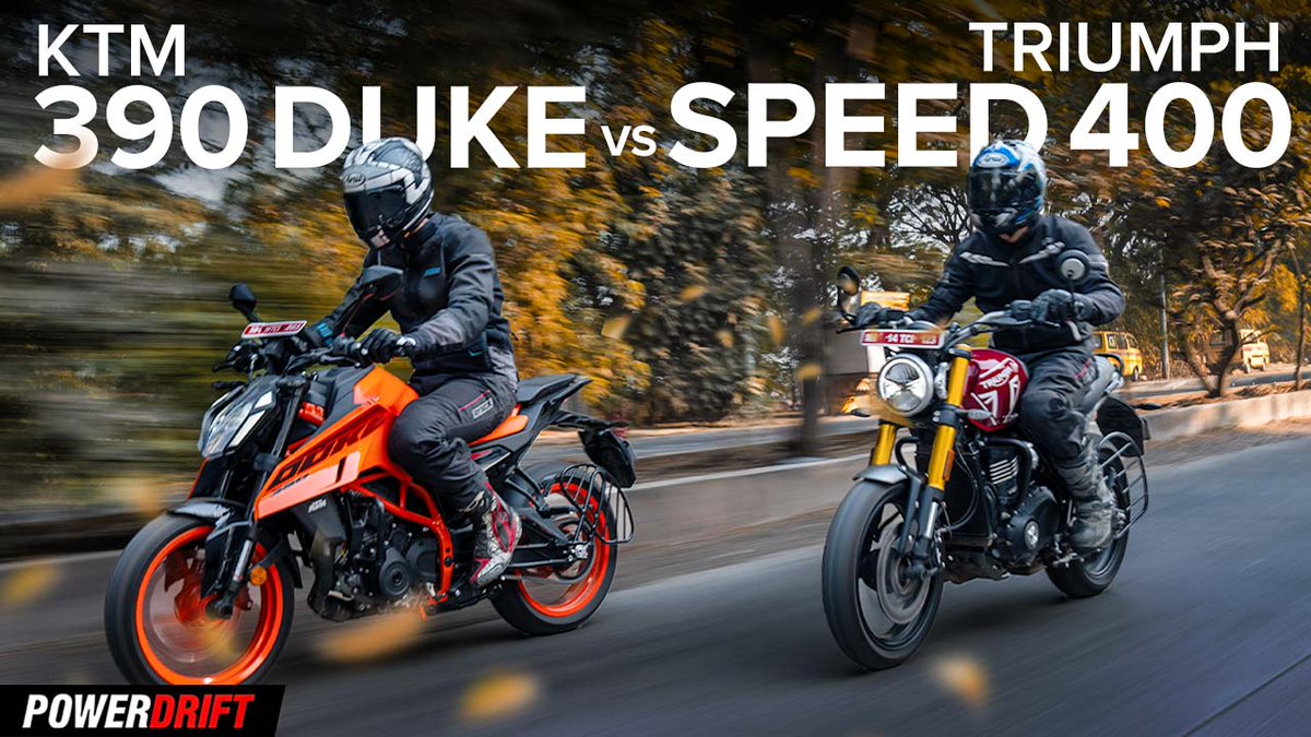 PowerDrift's tweet photo. KTM 390 Duke vs Triumph Speed 400! 🔥 @VarunPainter and Karan Singh with the comparo. Now Playing: https://t.co/aMLJxSbxwK

#PowerDrift #PDArmy #KTM #Triumph #KTM390 #Speed400 #TriumphSpeed #Duke390 https://t.co/cg5EFu6P8w