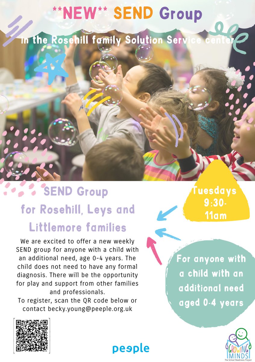 A new weekly SEND support group for anyone with a child with additional needs, aged 0-4 years old, no diagnosis required, just come along for some free play and support.
Tuesdays 9:30am-11am, based at #RoseHill Family Solutions centre. Sign up link via:
facebook.com/photo/?fbid=69…