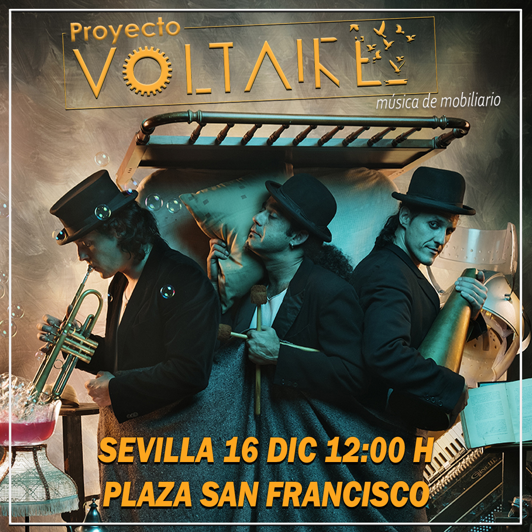Este  sábado 16 de diciembre ¡tenemos MUDANZA! Nos llevaremos todos nuestros  enseres a la Plaza de San Francisco de Sevilla ( detrás del <a href="/Ayto_Sevilla/">Ayuntamiento de Sevilla</a> ) para ofreceros <a href="/ProyectoVoltair/">Proyecto Voltaire</a> "Música de Mobiliario" a las 12 de la mañana.