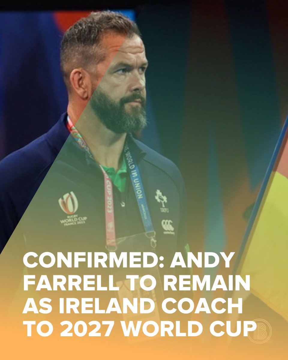 ballsdotie's tweet photo. The IRFU have confirmed that Andy Farrell has signed a new deal to remain head coach of Ireland through to the end of the 2027 Rugby World Cup

Happy with this news, Ireland fans? ☘ https://t.co/45fbayKivA