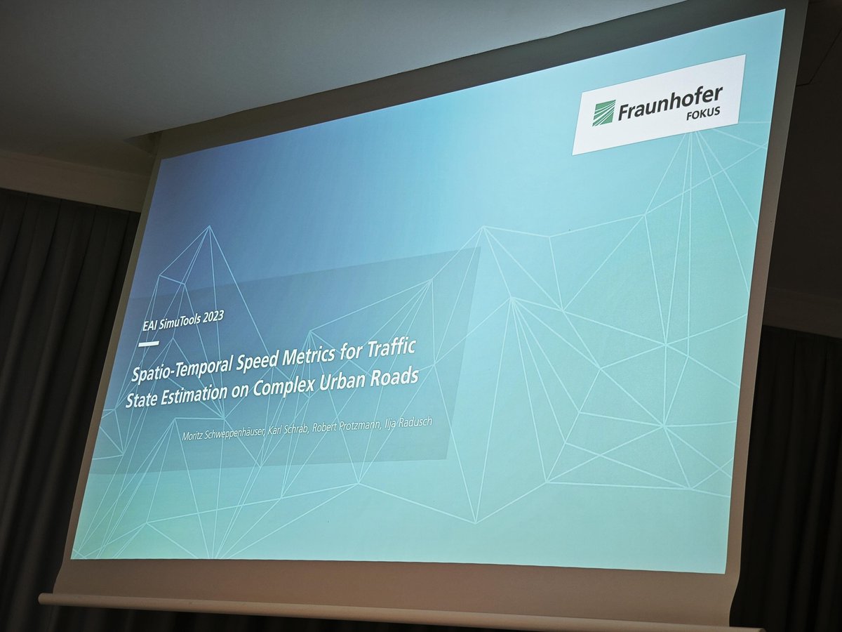 etsii's tweet image. #SIMUTools2023

Moritz Schweppenhaüser from @fraunhoferfokus explains their contribution regarding to #SpatioTemporal #Speed #Metrics for #Traffic State Estimation on #Complex #Urban #Roads