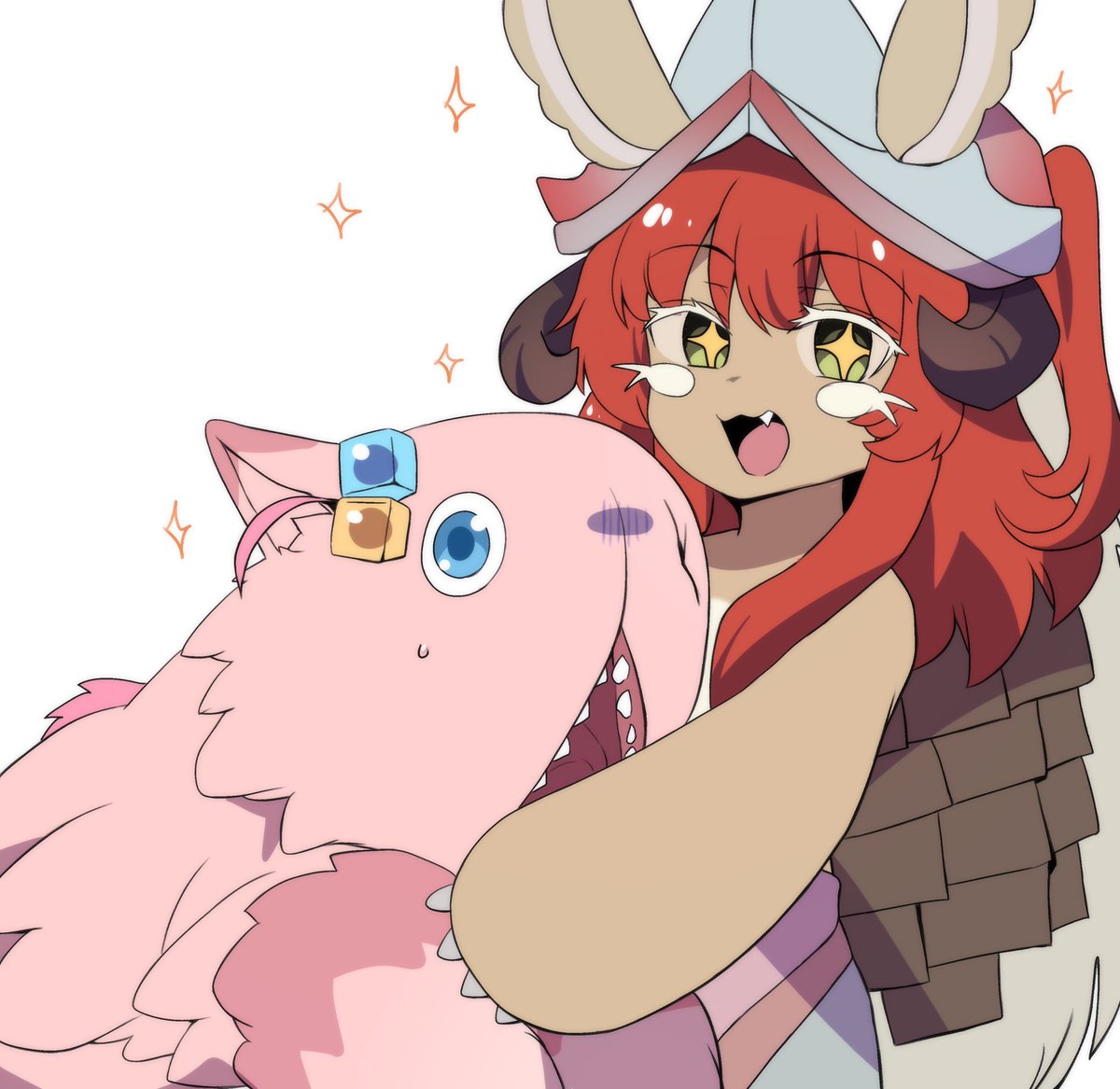 gotoh hitori ,kita ikuyo ,nanachi (made in abyss) 1other animal ears furry whiskers horns open mouth fang  illustration images