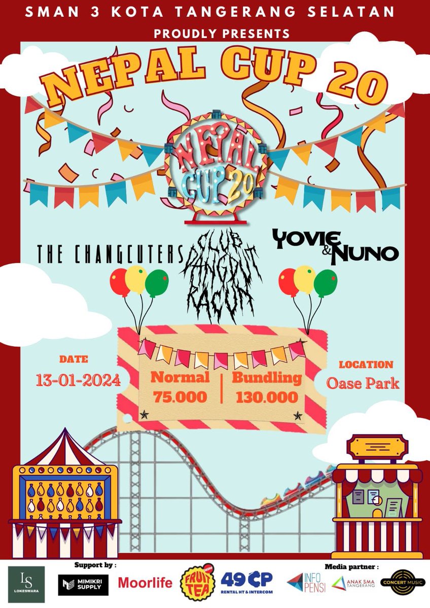 abyanhive's tweet image. WTS ticket nepal cup 20 
#thechangcuters #yovieandnuno #clubdangdutracun #zonauang
#zonajajan 
🏷 pensi tangsel yovie nuno changcuters club dangdut racun tiket konser