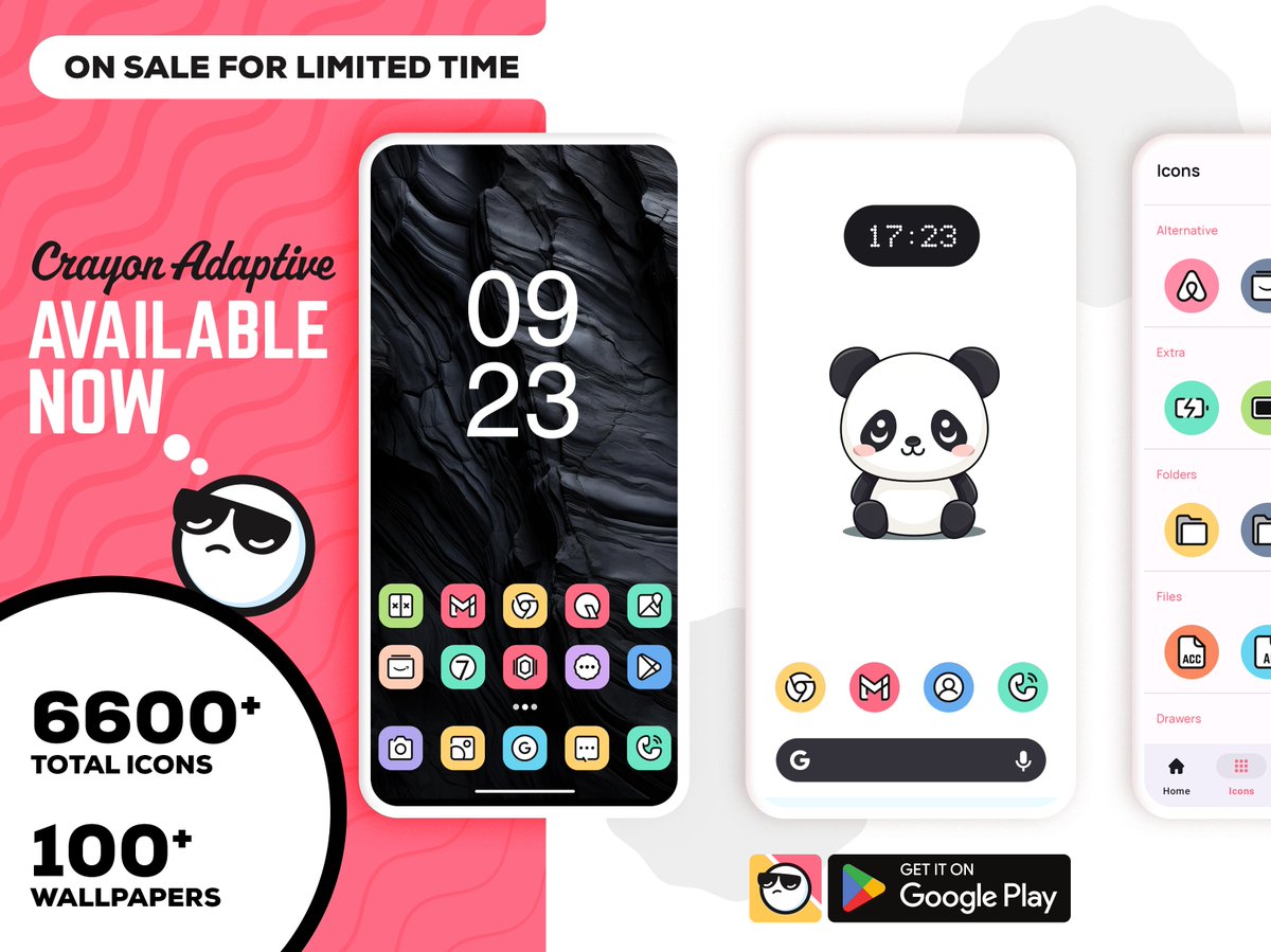justnewdesigns's tweet photo. 🌟 Exciting News! 🎨 Crayon Adaptive IconPack is now available with a fantastic introductory discount! + Giveaway 🚀 Grab it now

Crayon Adaptive Iconpack
• 6600+ Icons
• 100+ Exclusive Wallpapers

Don't miss the limited-time sale
Link : https://t.co/U5e3zZGjRo (New)

Giveaway🎁 of 10 Promo codes 
Retweet, ♥  & Comment to Participate in the Giveaway

Results in 48 hours. Good luck! 🍀 

#CrayonIconPack #Sale
