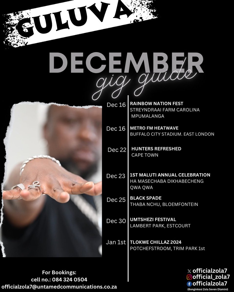 Hola bafethu Here is the updated gig guide please make sure to catch me in your town /city the next coming days. #NAMANJE