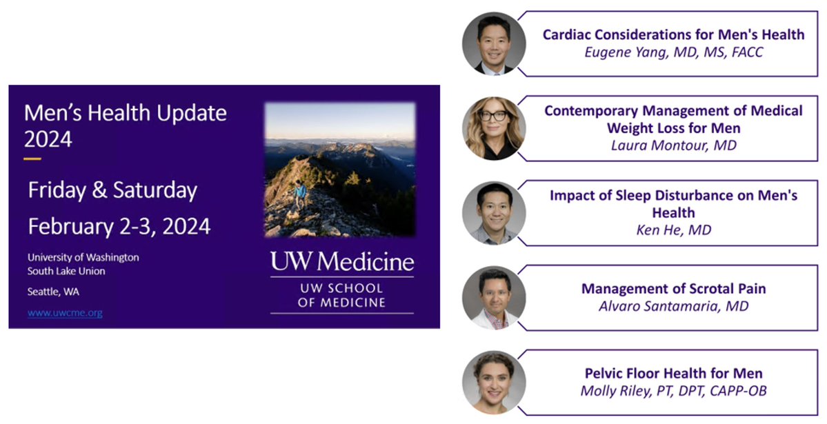 Join internationally acclaimed faculty for the Men’s Health Update 2024. uw.cloud-cme.com/MJ2406 @uwurology @uwmenshealth @UWMedicine @UW_DGIM @UWDeptMedicine @uwfm @fac_uw @MarahHehemannMD @spsutkaMD @tjwalshsea @ascha