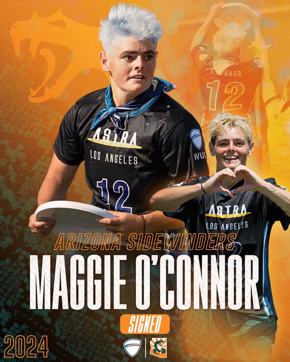 Maggie O’Connor signs with Arizona for the ‘24 season! 🎉

After leading Astra in assts (19) &amp; throwing yds (1561), ranking top 5 in +/- &amp; goals (10) AND setting the single game record for combined goals/assts, offensive powerhouse O’Connor is bringing her big game to the desert.